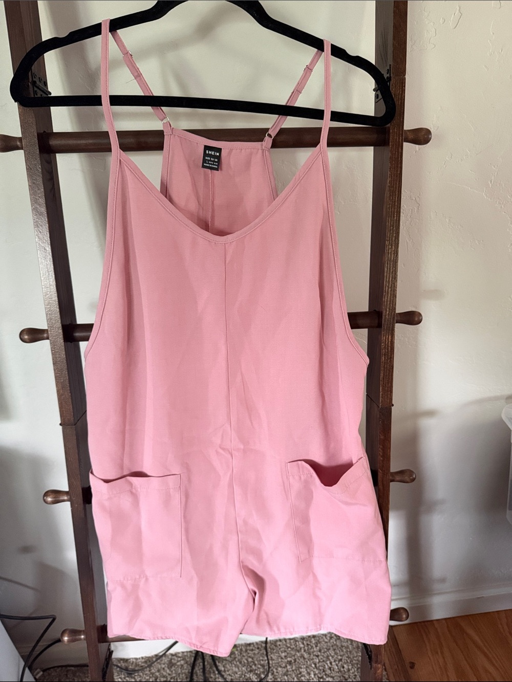 SHEIN Pink Romper Jumpsuit with Pockets